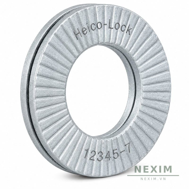 Vòng Đệm Khóa Nêm (Wedge-Lock) — Heico-Lock chính hãng — Thép mạ zinc flake (vành chuẩn HLS) — M8 — HLS-M8