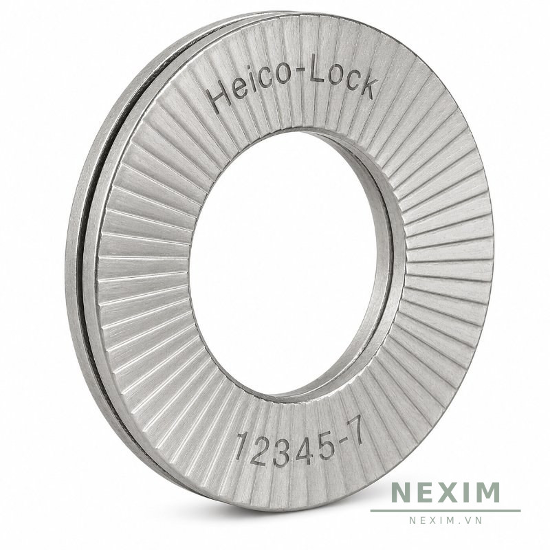 Vòng Đệm Khóa Nêm (Wedge-Lock) — Heico-Lock chính hãng — Inox A4, vành chuẩn HLS — M10 — HLSS4-M10
